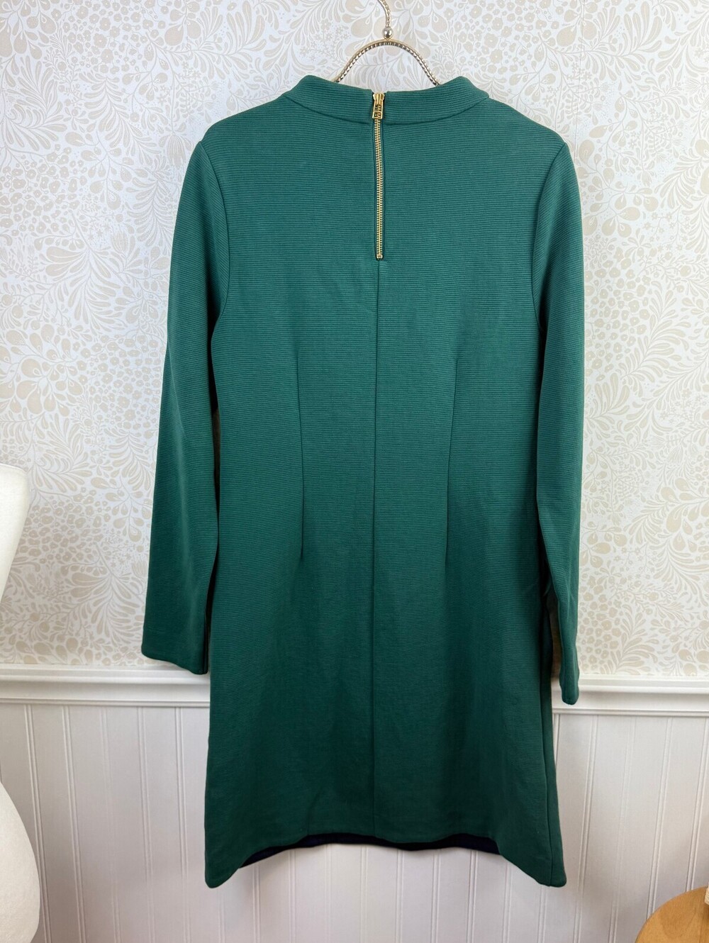 BODEN Green Ribbed Mock Mia Long Sleeve Pocket Sheath Ottoman Dress - Size - 8 - Picture 6 of 7